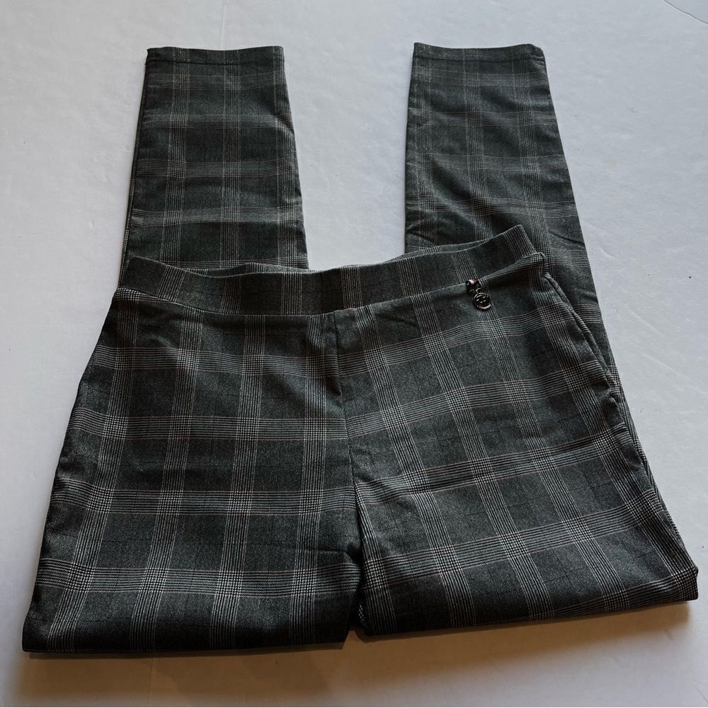 Tommy Hilfiger Women's Plaid Pants Gray with Red Stripe Slip On Size 10